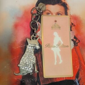 Y2K Vintage Paris Hilton Tinkerbell Chihuahua Rhinestone Keychain Zipper 2000's